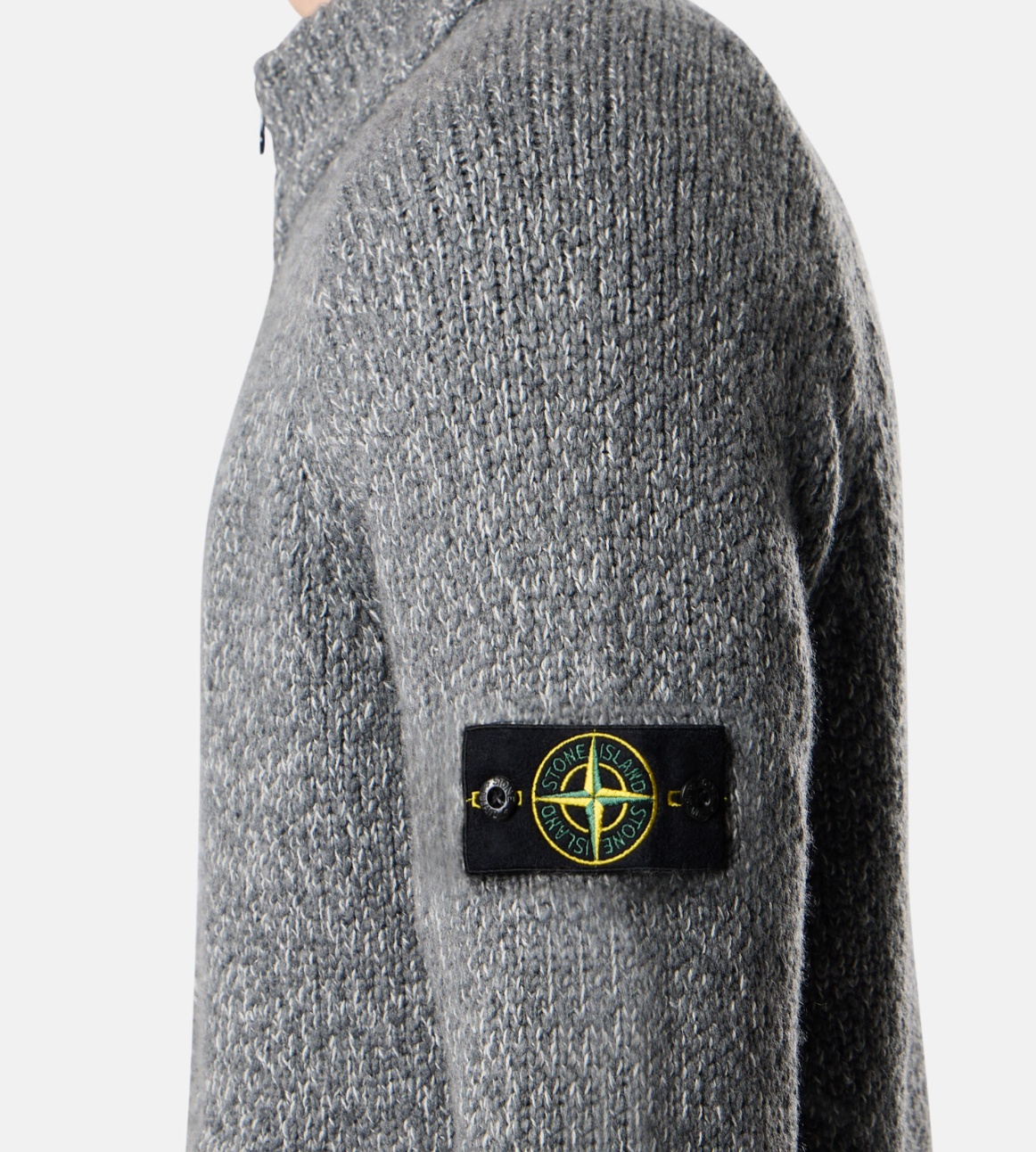 Stone Island Logo-patch Cardigan In Gray