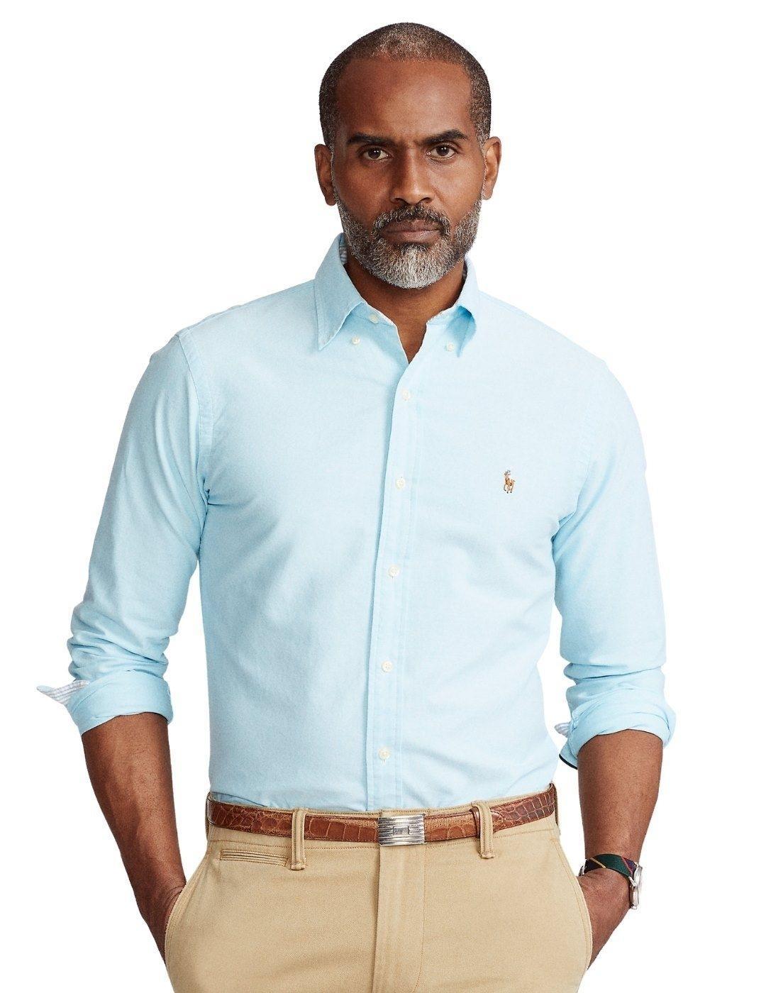 Polo Ralph Lauren Embroidered Logo Oxford Shirt In Blue