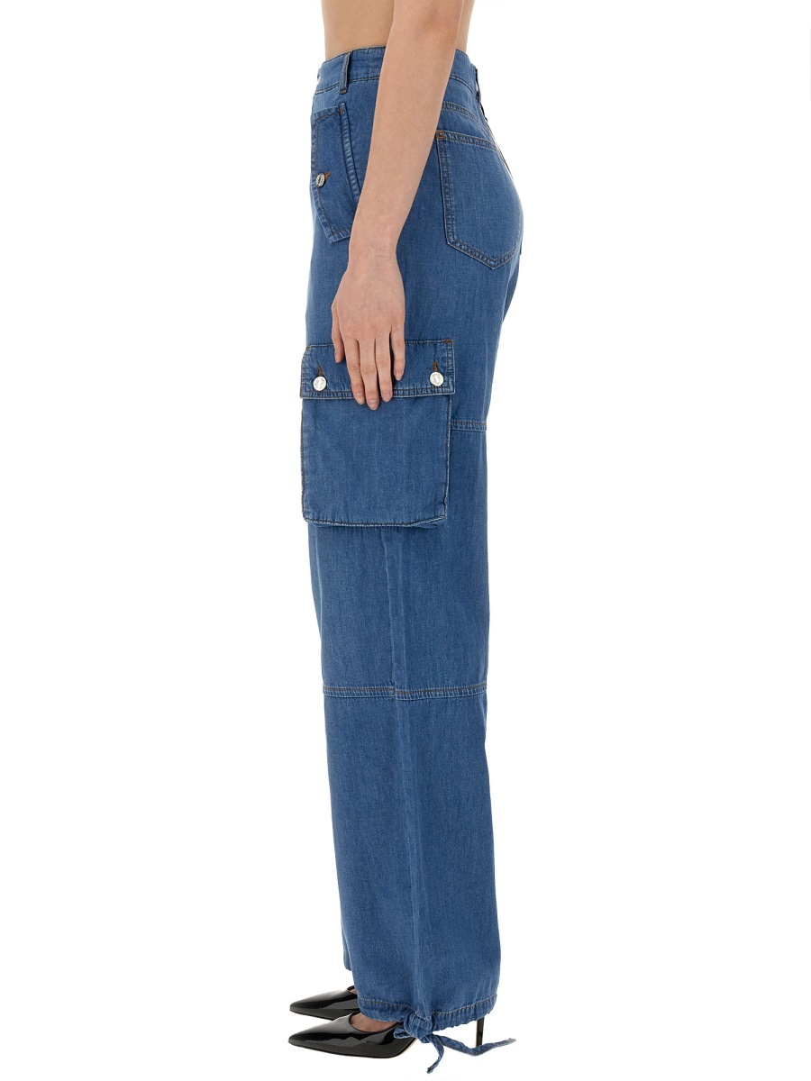 Shop Moschino Belt Loop With Jeans In Blue