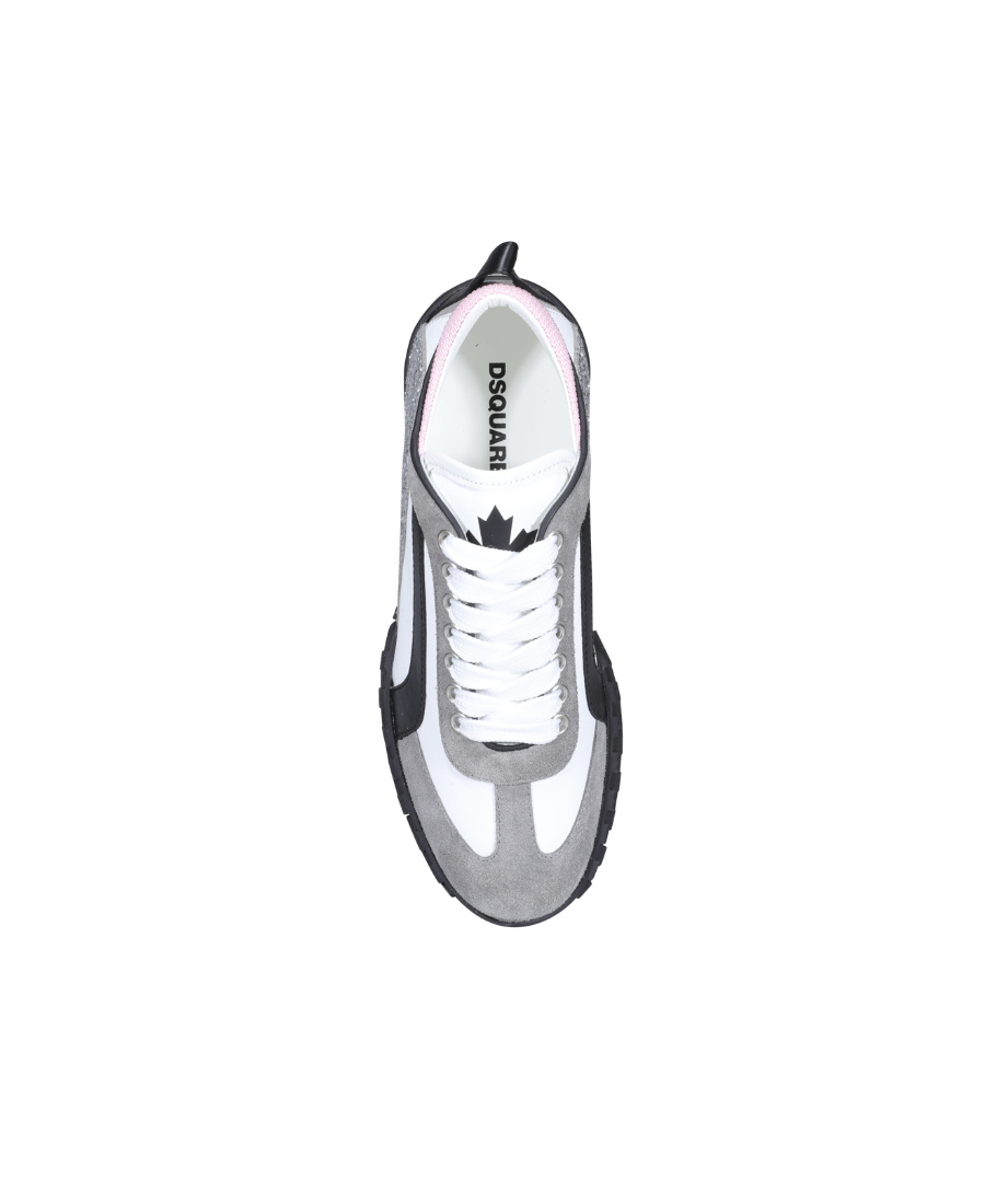 Dsquared2 White And Dark Grey Legend Sneakers With Pink Detail In Gray