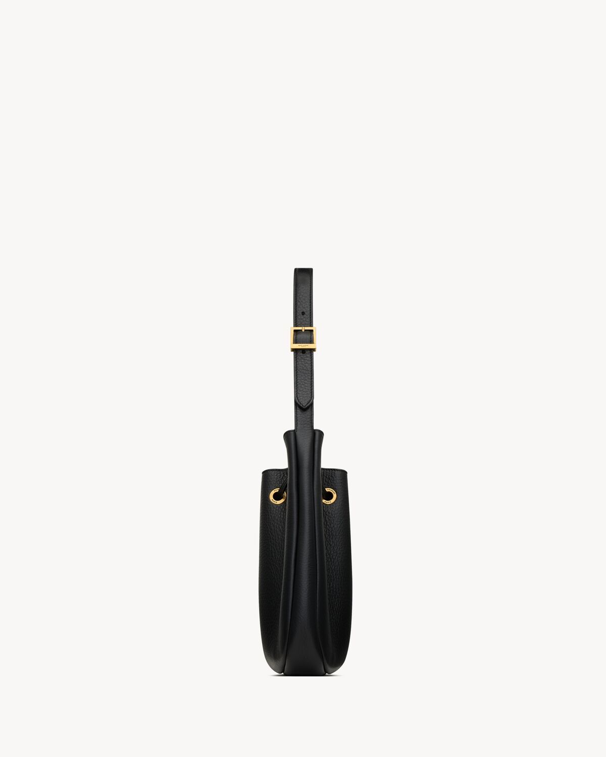 Saint Laurent Paris Vii Small Ysl Hobo Bag In Grained Deer Leather In Black