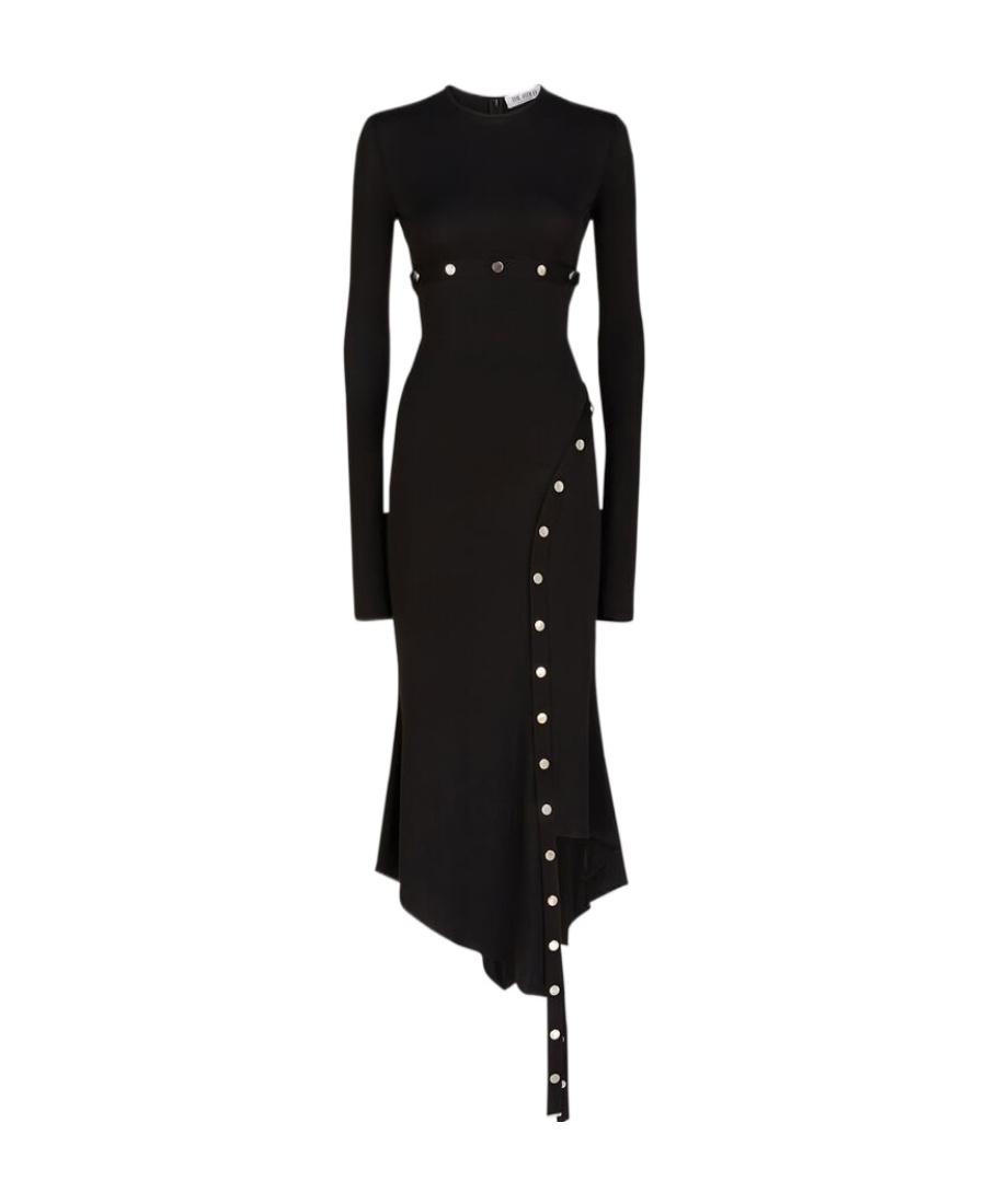 Shop Attico Detachable-panels Asymmetric Midi Dress In Black