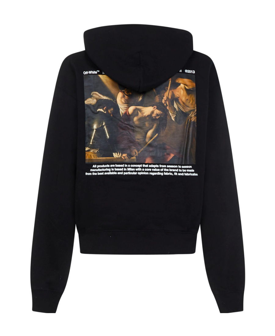 Off-white Off- Brushed Cotton Skate Fit Tattoo Arrow Men's Hoodie In Black