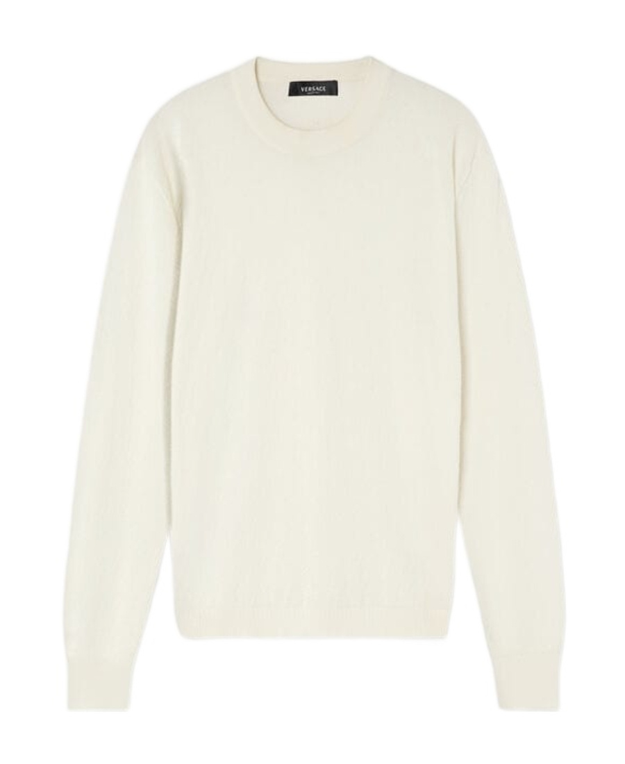 Versace La Greca Cotton-silk Jumper In White