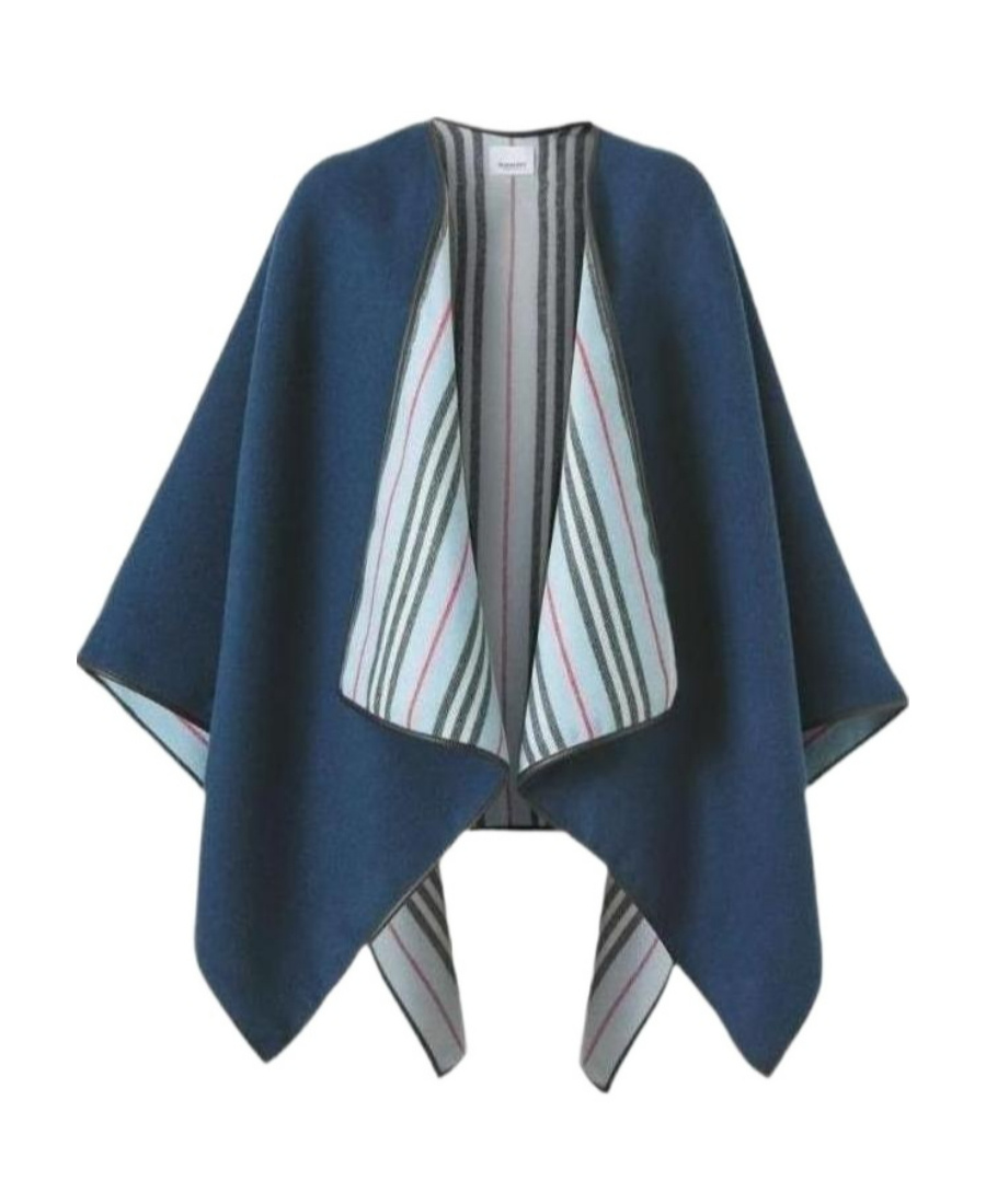 Burberry Reversible Wool Cape In Blue