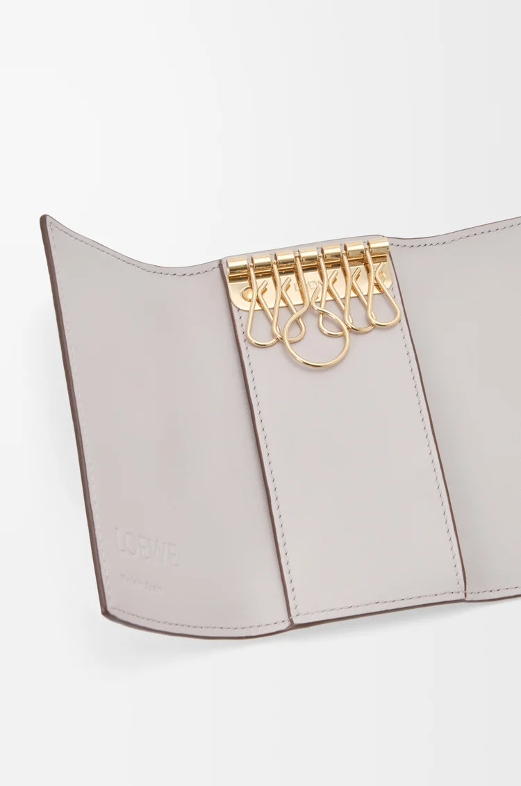 Loewe Anagram Key Case In Pebble Grained Calfskin In Neutral