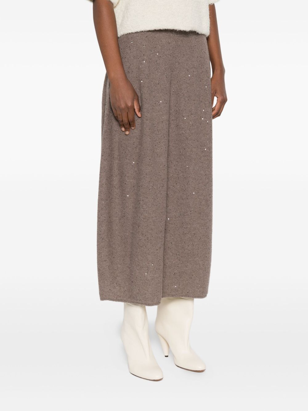 Antonelli Pleated Detail Skirt In Brown