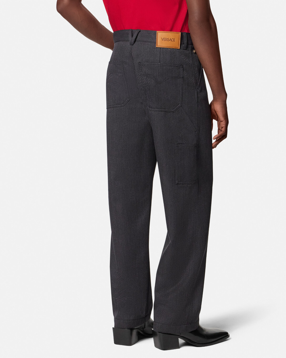 Versace Wool Trousers In Black