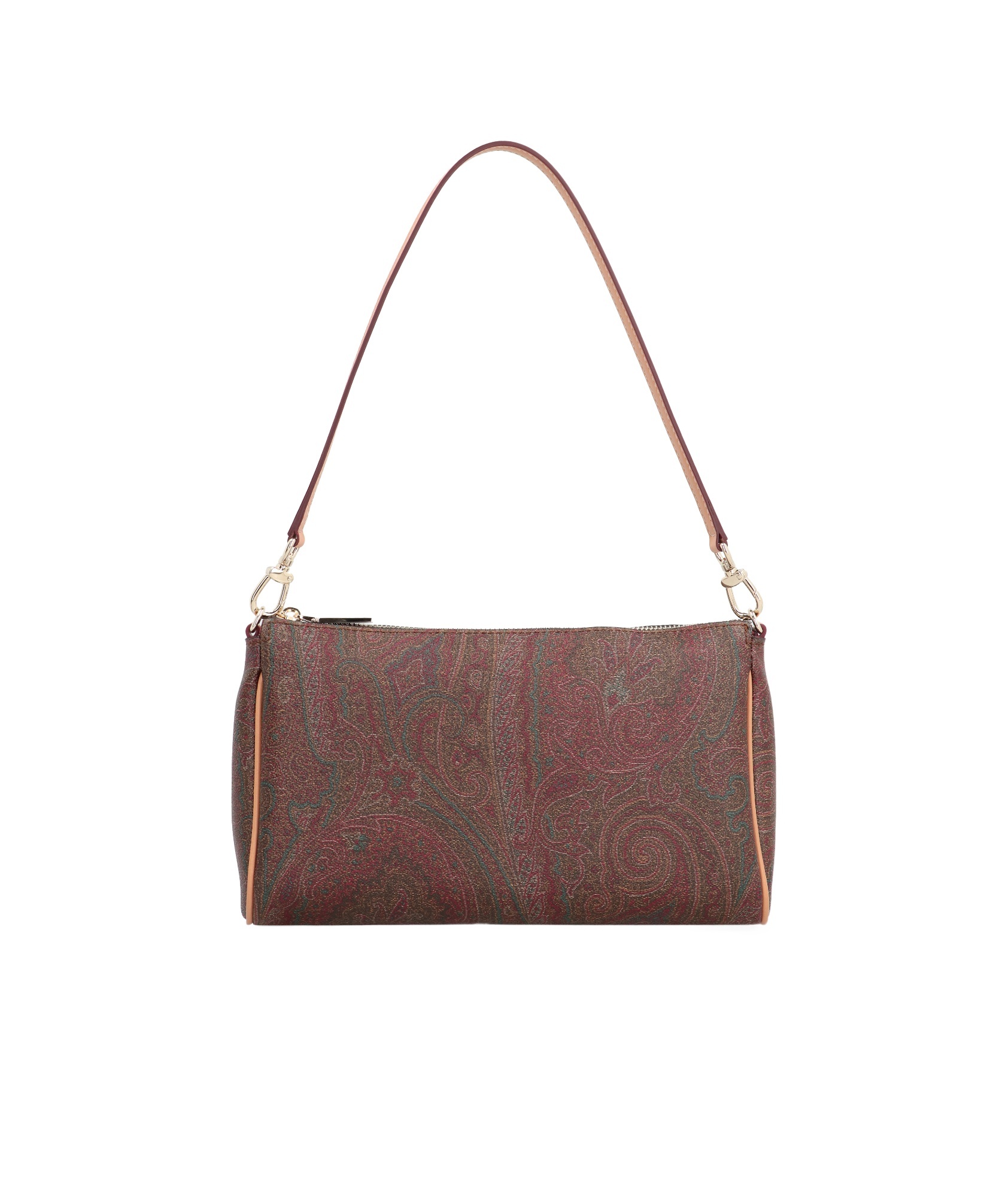 Etro Mini Paisley Contrast-trim Clutch Bag In Brown