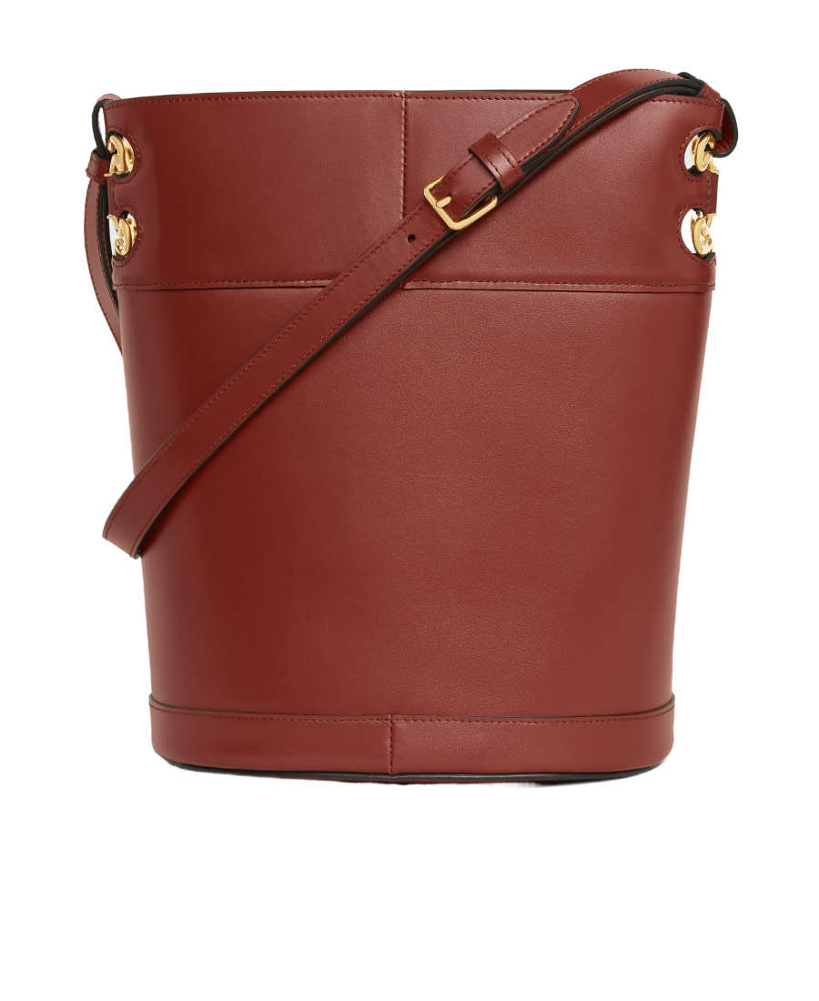 Celine Bucket Triomphe Shoulder Bag In Red