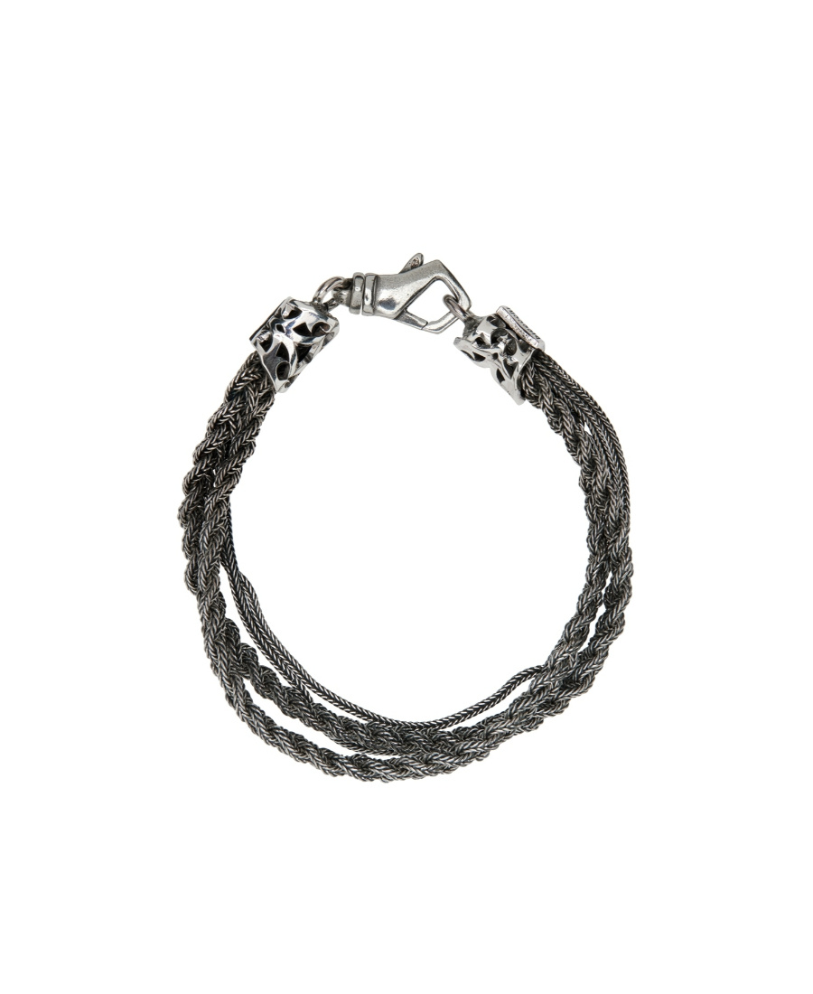 Emanuele Bicocchi Braided Chain Bracelet In Black