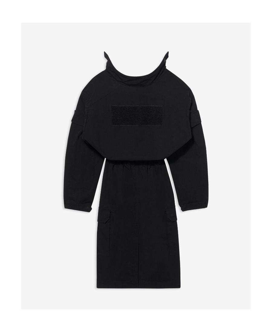 Balenciaga Off-shoulder Cargo Midi Dress In Black