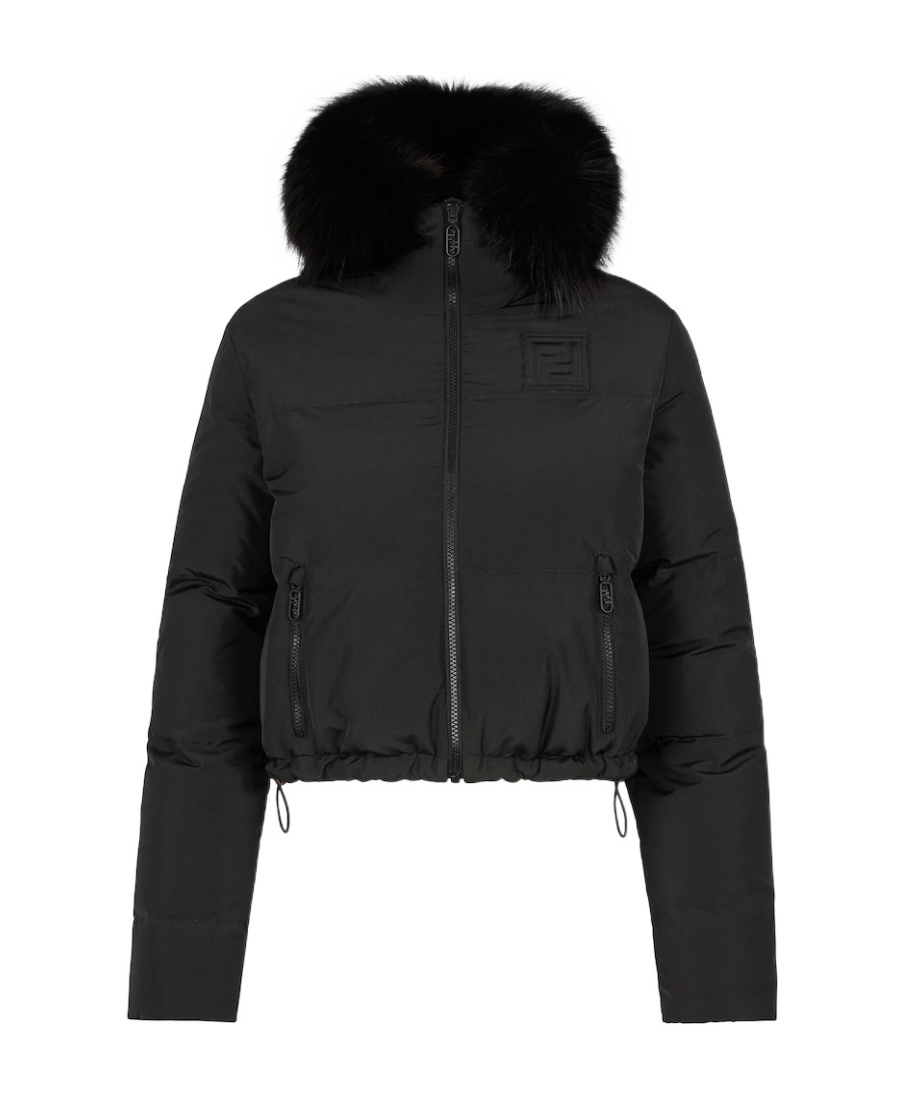 Fendi Wear Woolen Collar Cotton-padded Clothes On Both Sides In Black