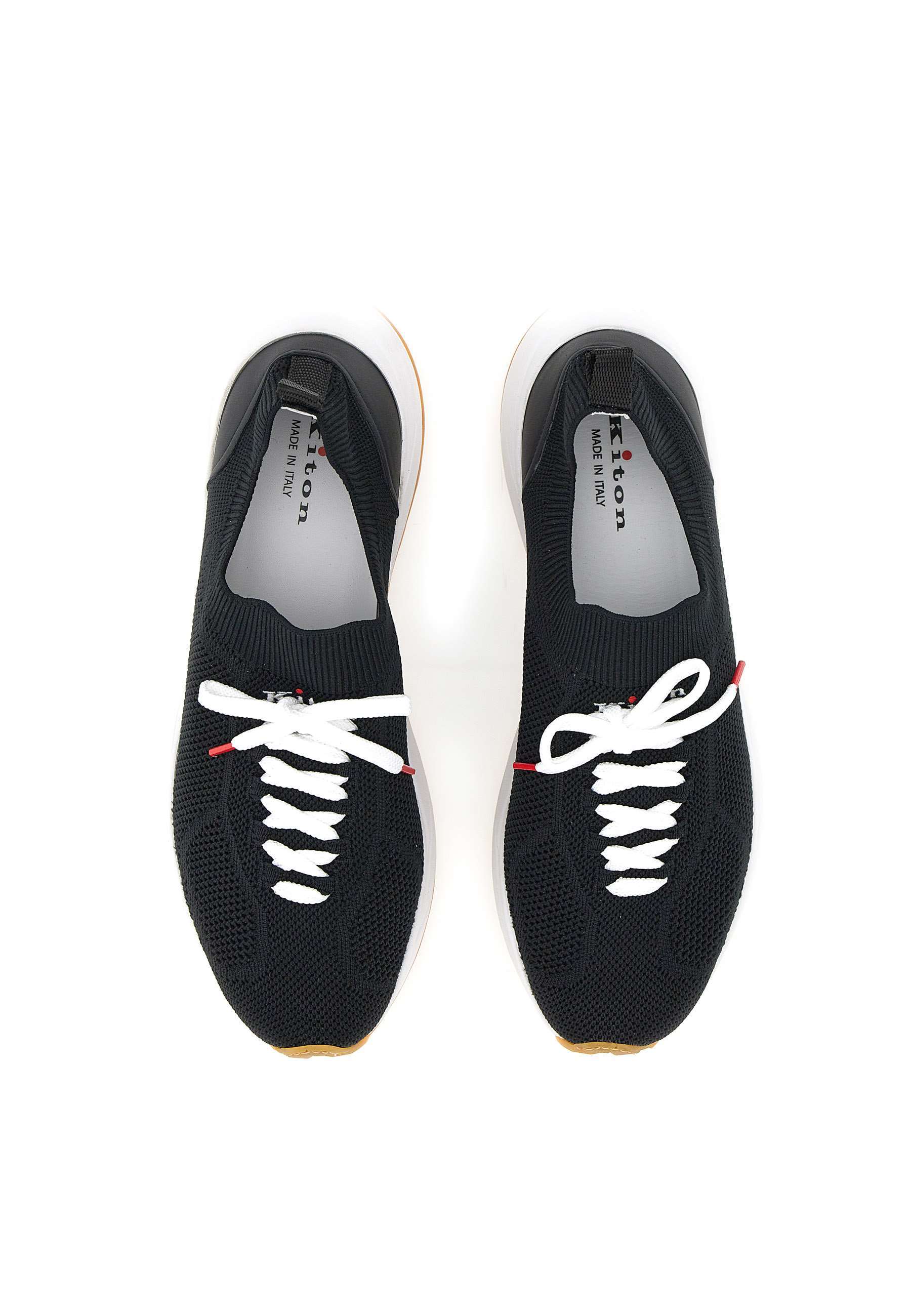 Kiton Leather-insert Sneakers In Black