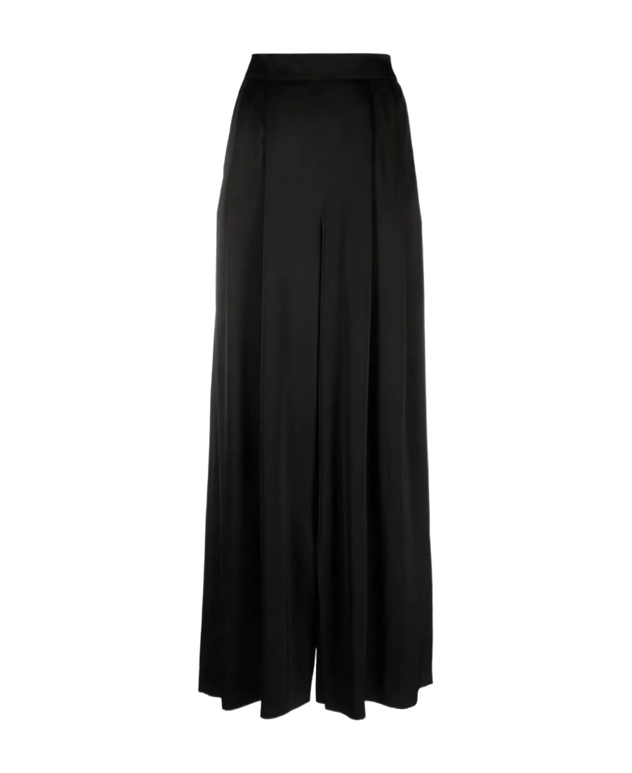 Shop Fabiana Filippi Satin Wide-leg Trousers In Black