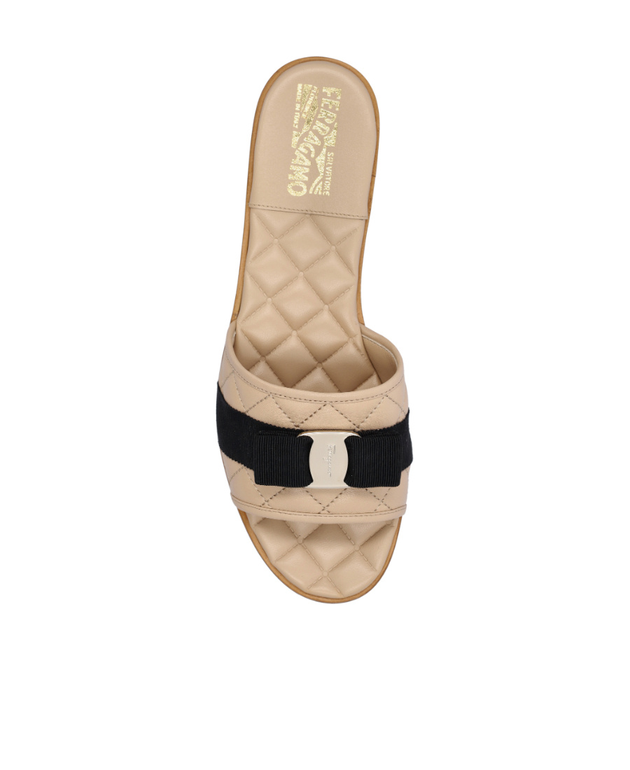 Ferragamo Viva Quilted Sandal In Nude