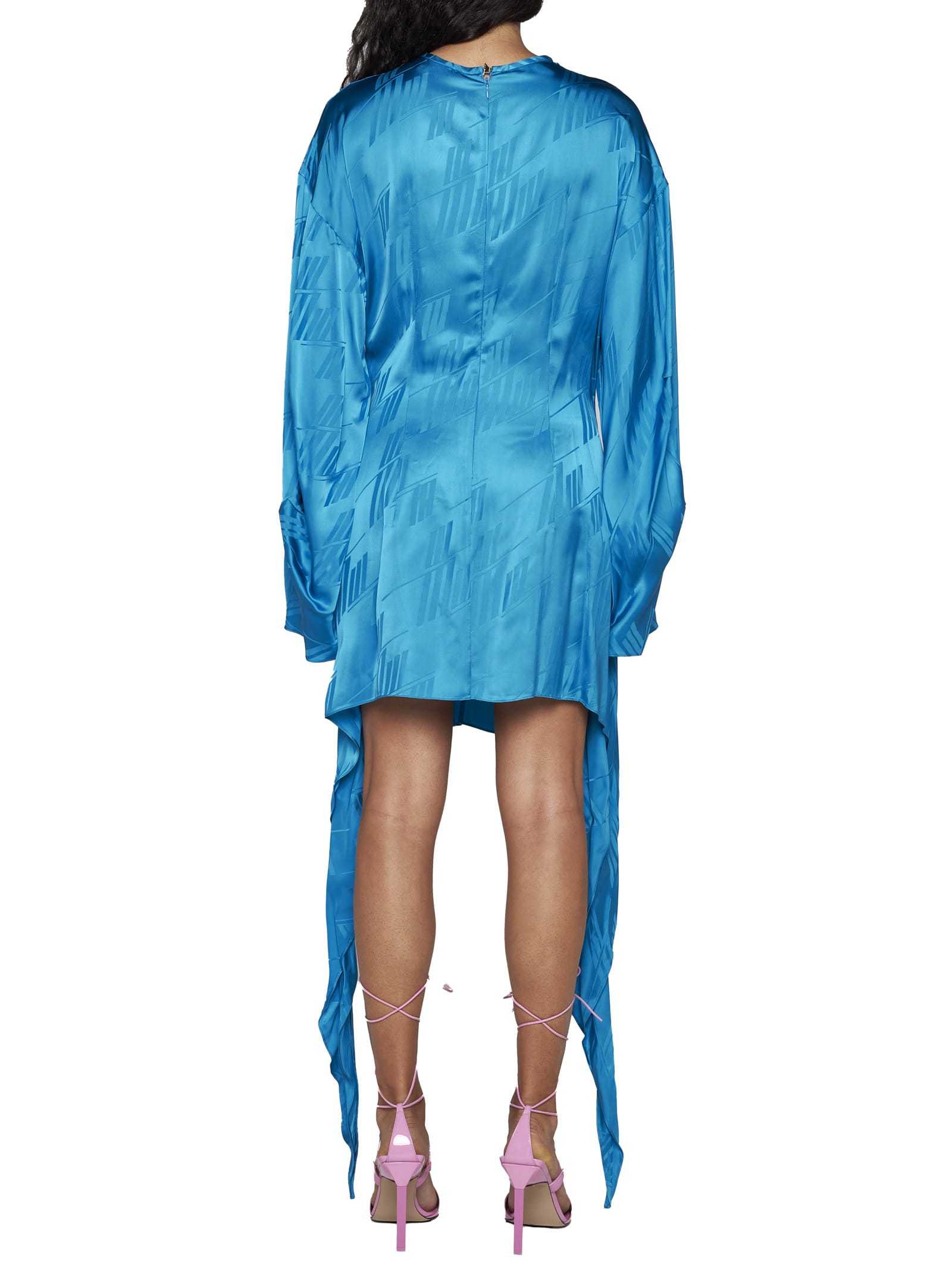 Attico Women's Asymmetric Satin Mini Dress In Blue