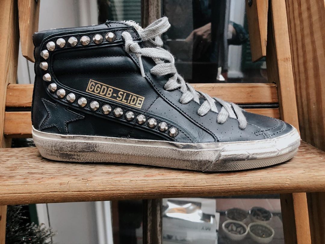 Golden Goose Slide Hi-top Sneakers In Black