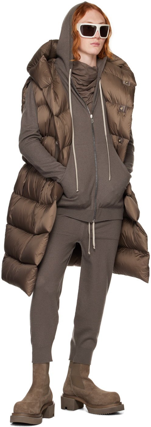 Rick Owens Drawstring Zip-up Hoodie In Gray