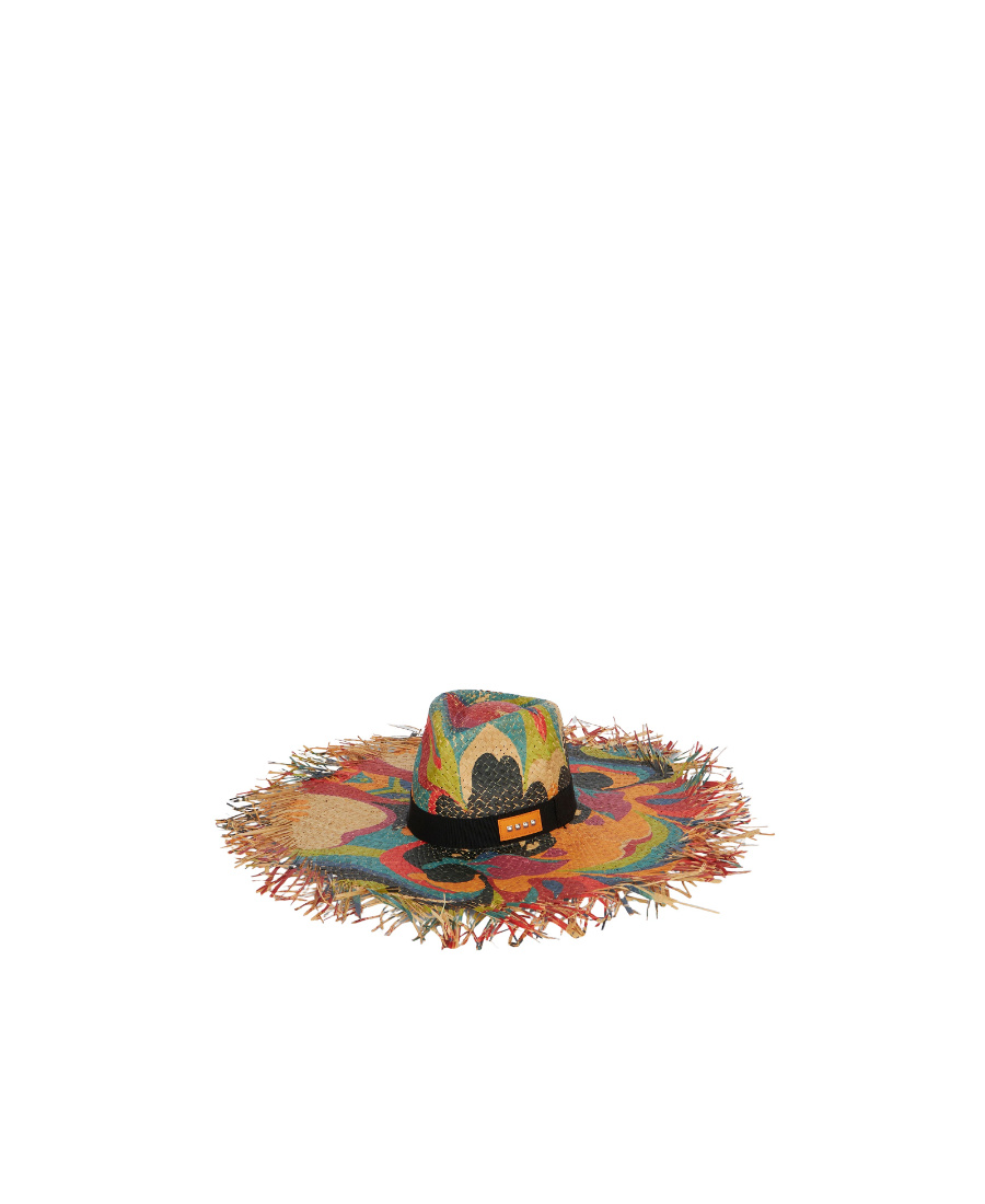 Etro Graphic-print Straw Sun Hat In Brown
