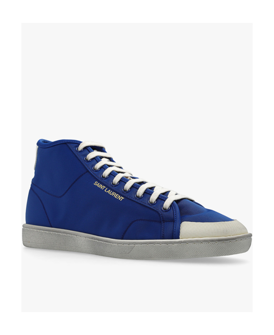 Saint Laurent Blue Sl 39 Court Classic Logo Mid Top Sneakers In Blue