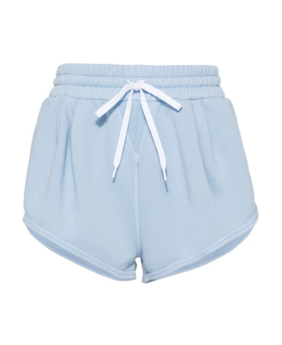 Miu Miu Rear Logo Short Shorts In Blue