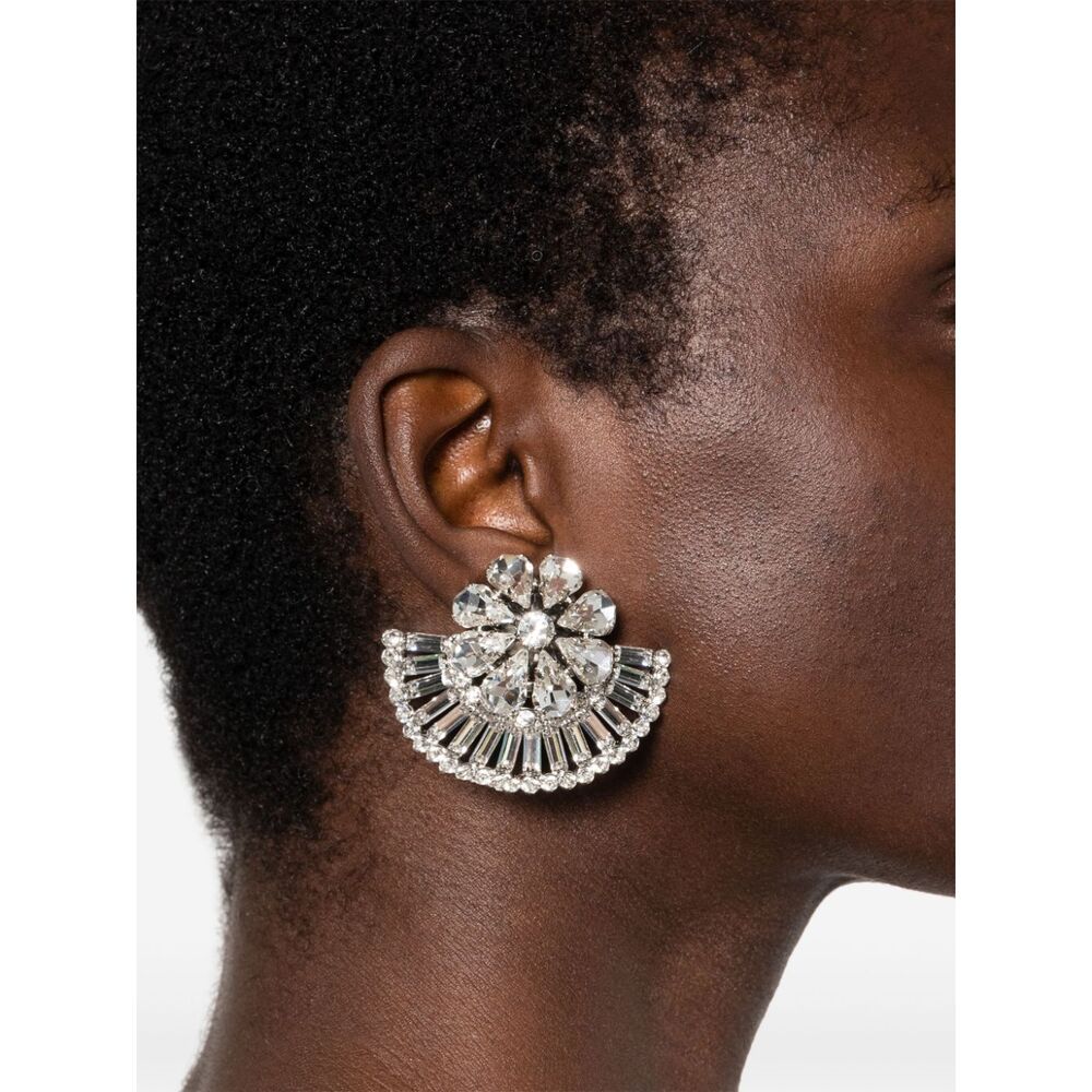 Alessandra Rich Crystal-embellished Clip-on Earrings In Gray