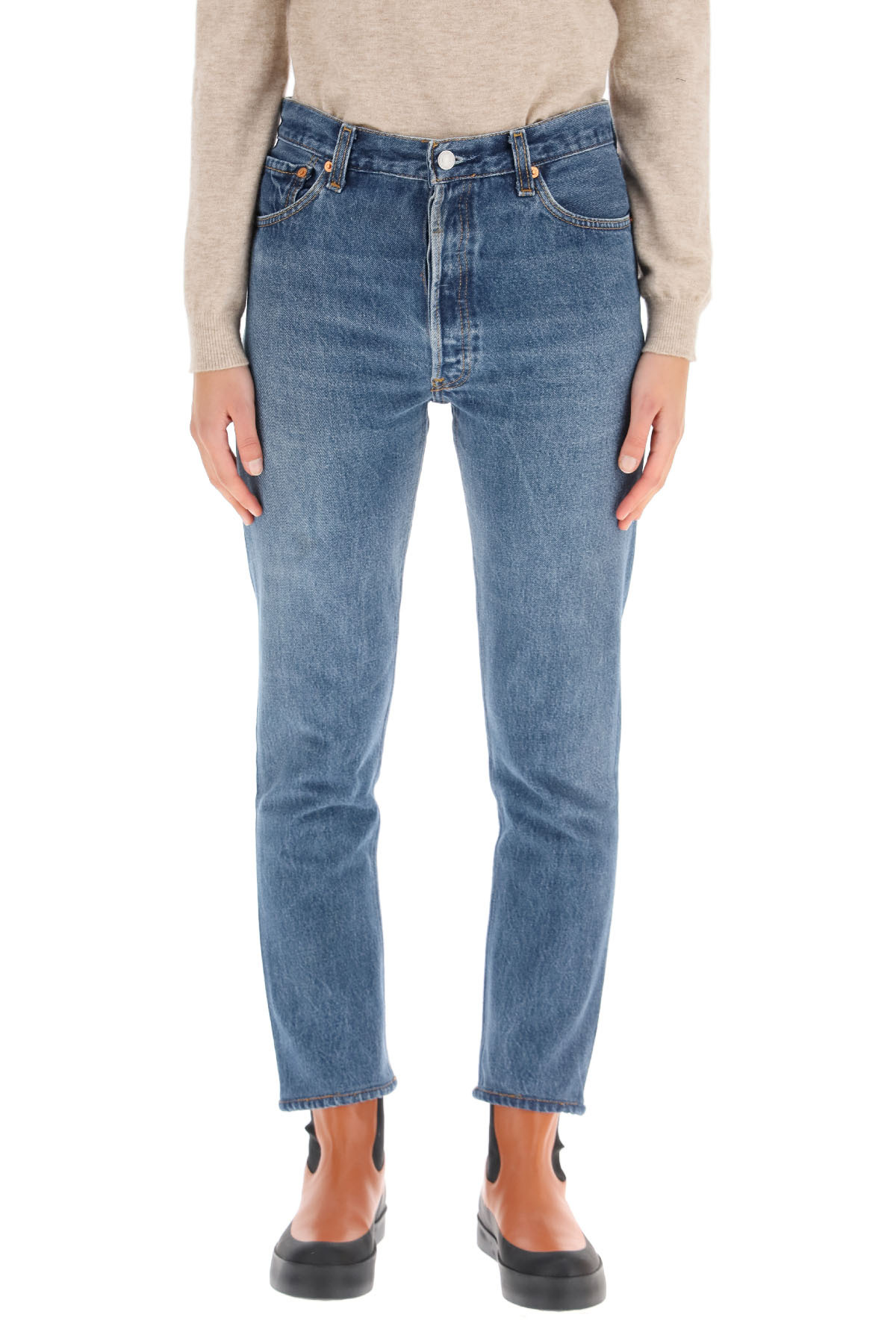 Re/done Straight Jeans In Blue