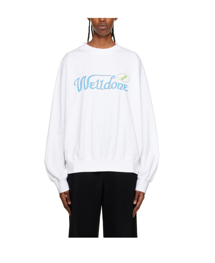 We11 Done Logo Round-necked Sweater In White