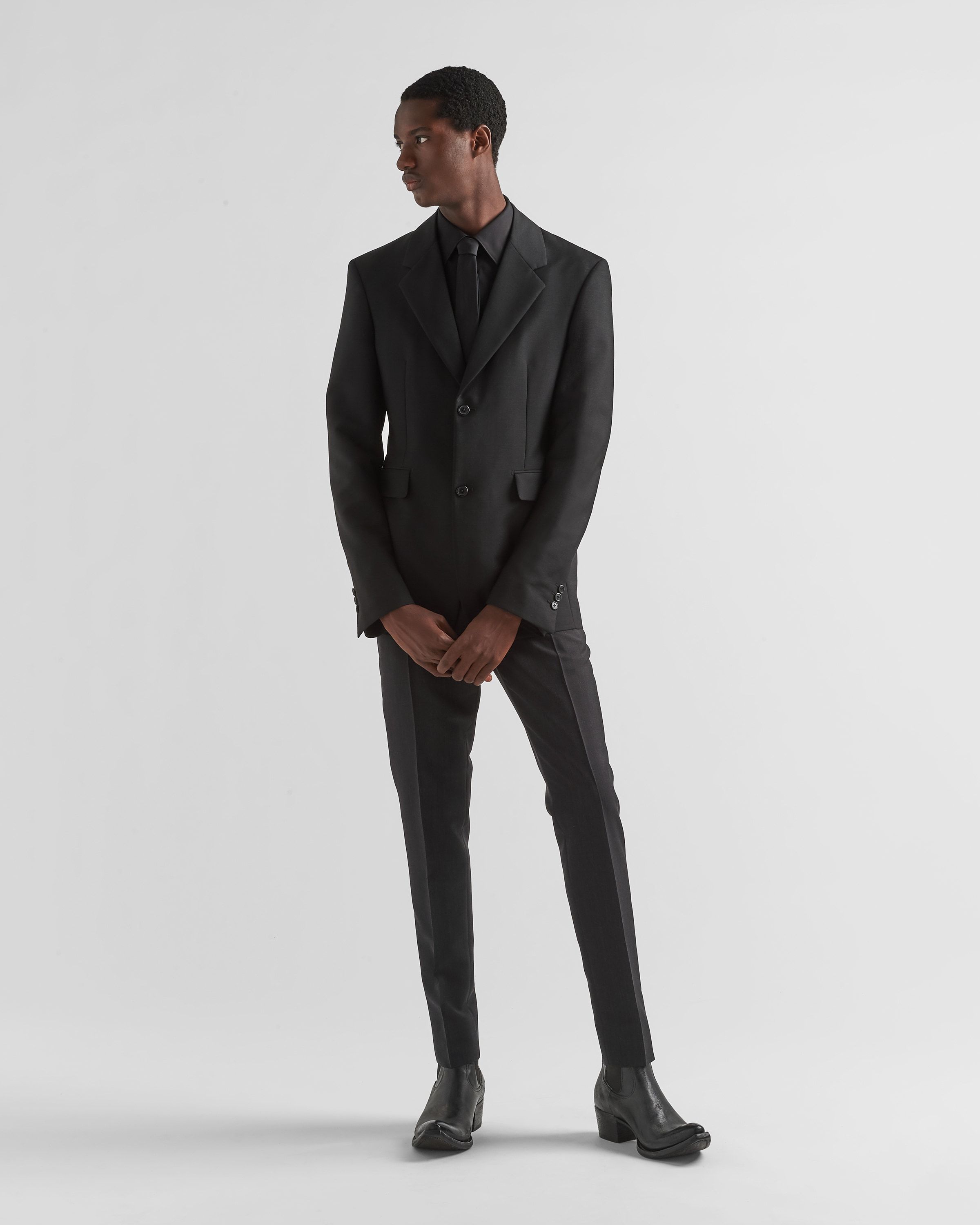 Prada Single-breasted Mohair Wool Jacket In Black