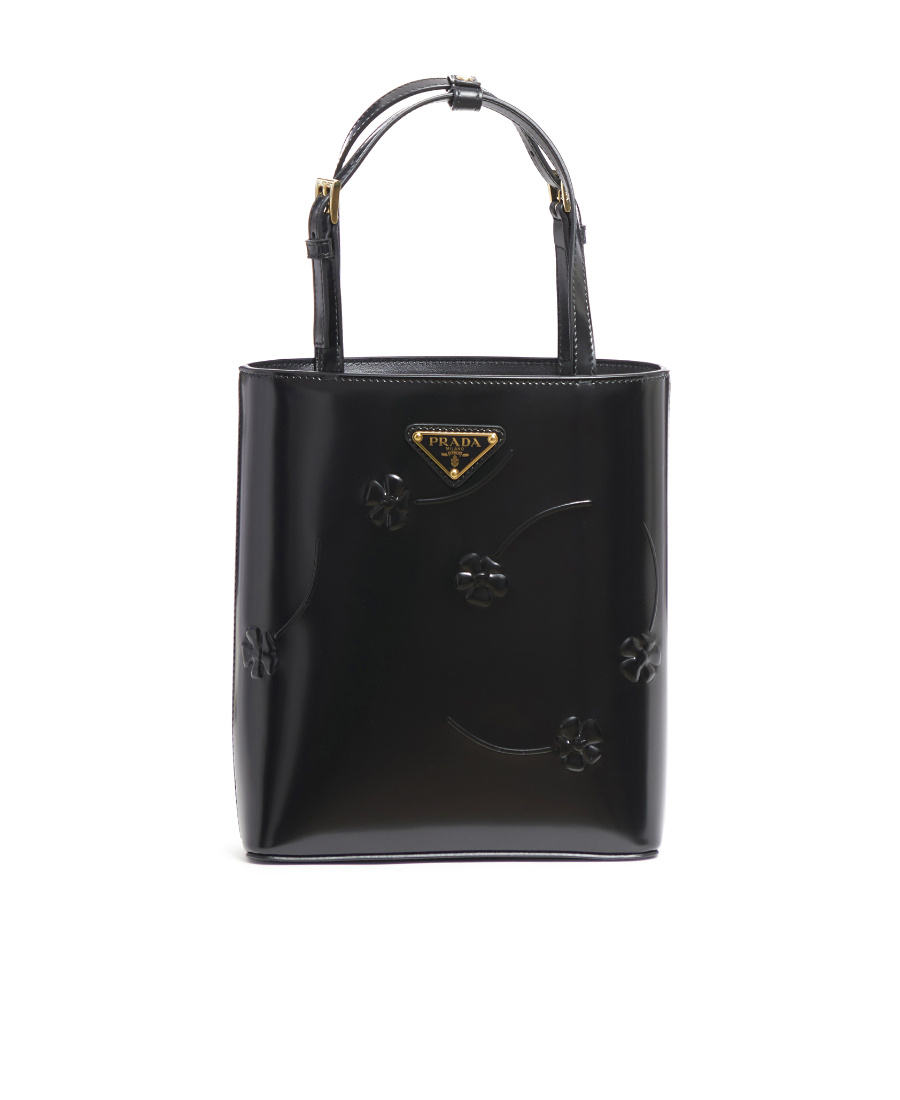 Shop Prada Triangle Logo-plaque Bucket Bag In Black