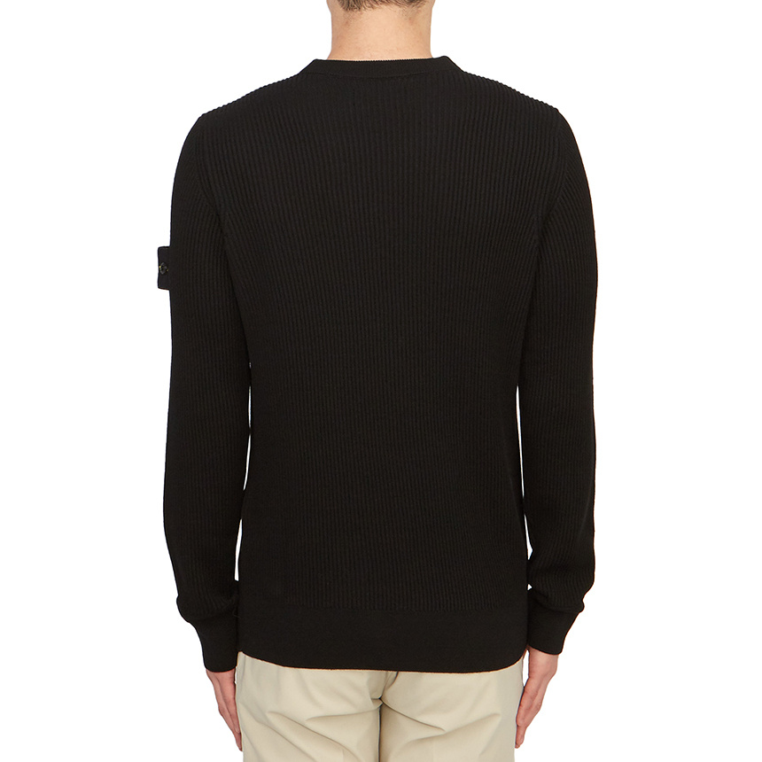 Stone Island Lightweight Wool Crew Neck Pullover In Black