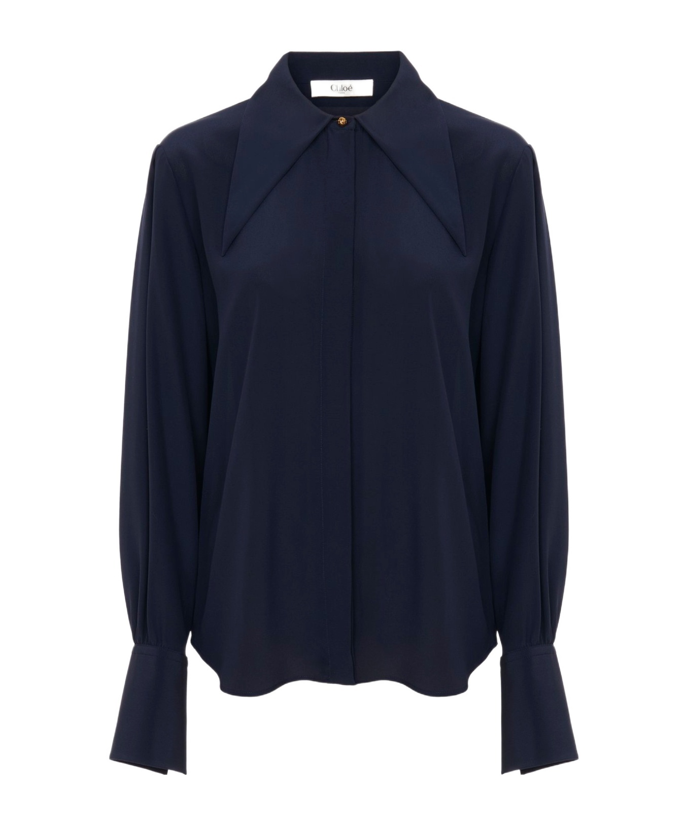 Chloé Silk Crepe Chine Shirt In Blue