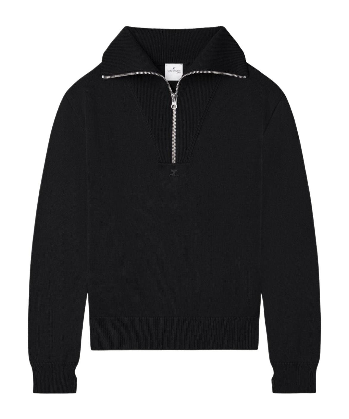Courrèges Crewneck Wool Sweater V-neck In Black