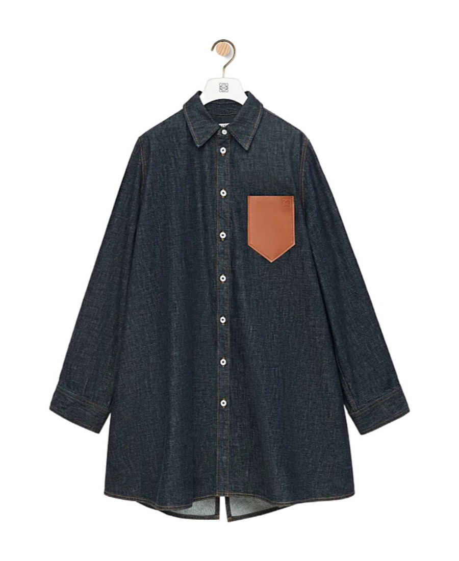 Loewe Long-sleeved Denim Coat In Blue