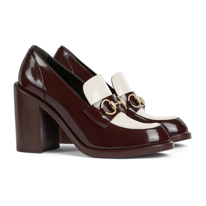 Gucci Women's Heeled Loafer With Horsebit In Burgundy