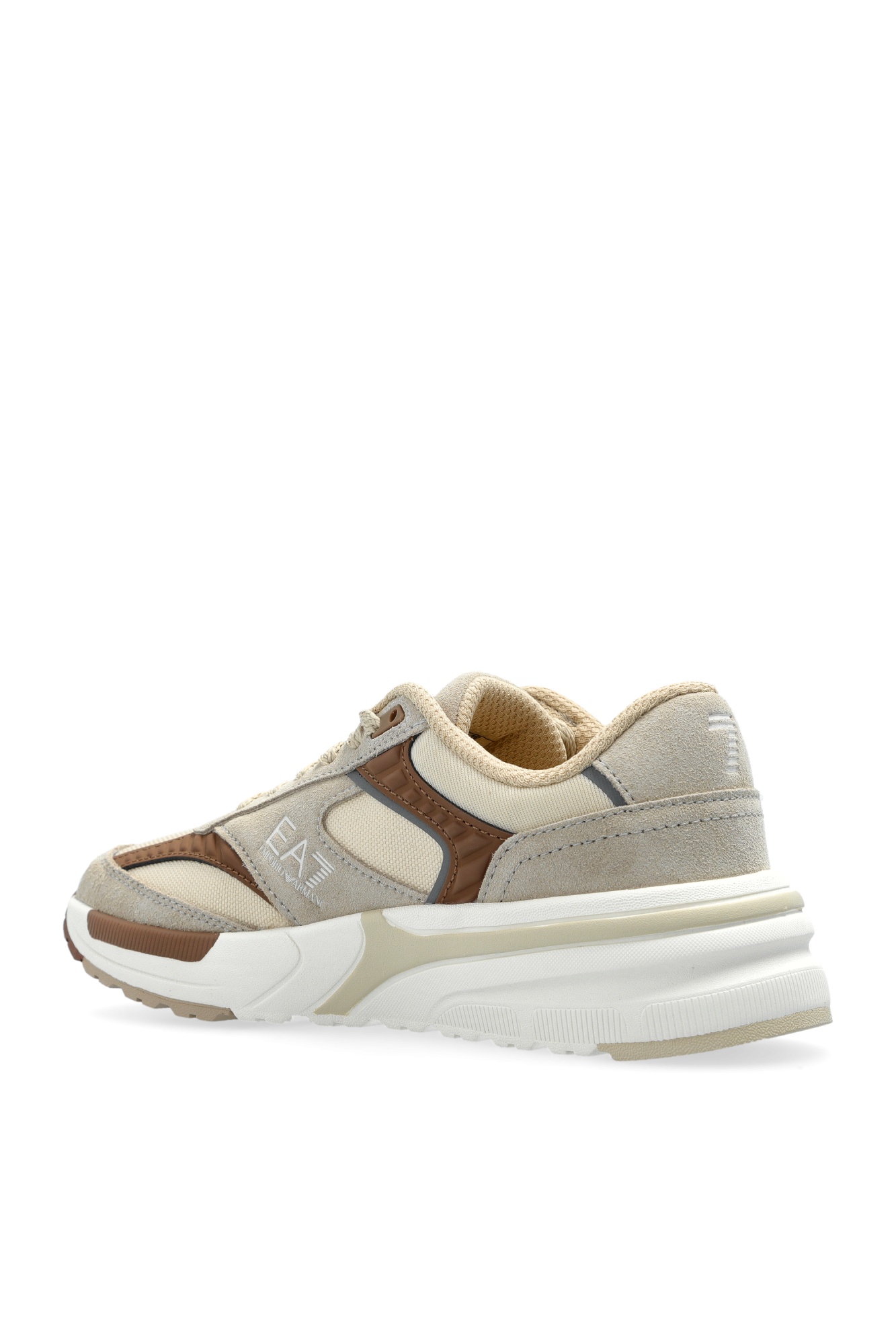 Ea7 Logo-embellished Lace-up Sneakers In Neutral