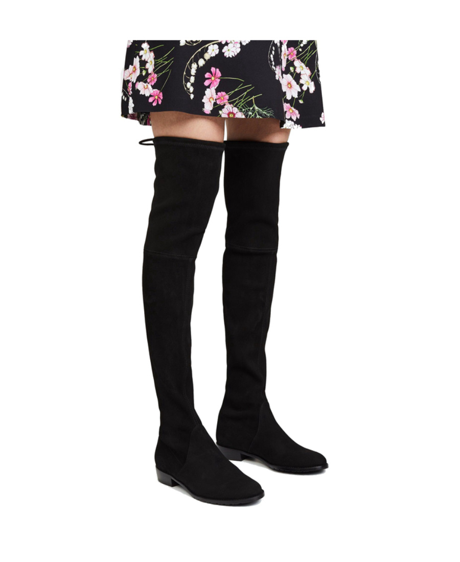 Stuart Weitzman Women's Halftime Stretch-crepe Suede Over-the-knee Boot In Black