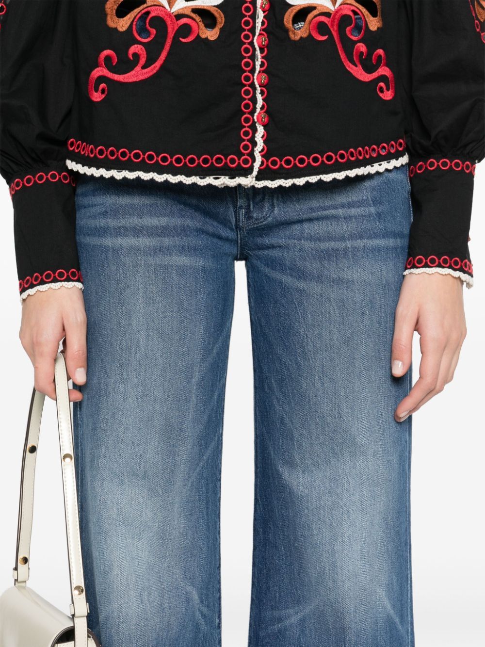 Mother Stretch Denim The Twister Sneak Fray Wide-leg Jeans In Blue