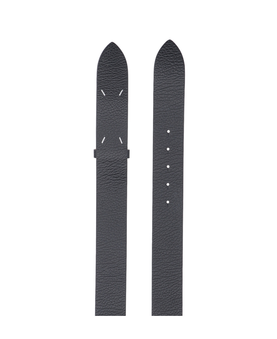 Maison Margiela Leather Belt With Metallic Accents And Punched Holes In Black