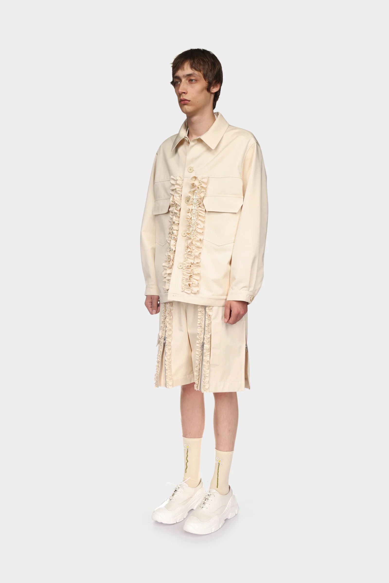 SIMONE ROCHA ZIP-DETAIL COTTON SHORTS 