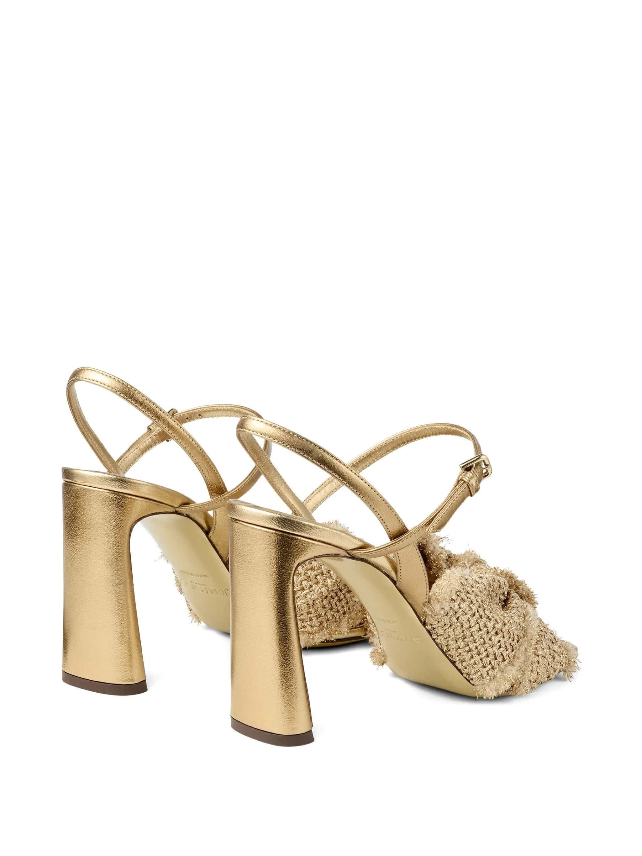 Jimmy Choo Women Annika Leather And Rafia Sandals In Brown