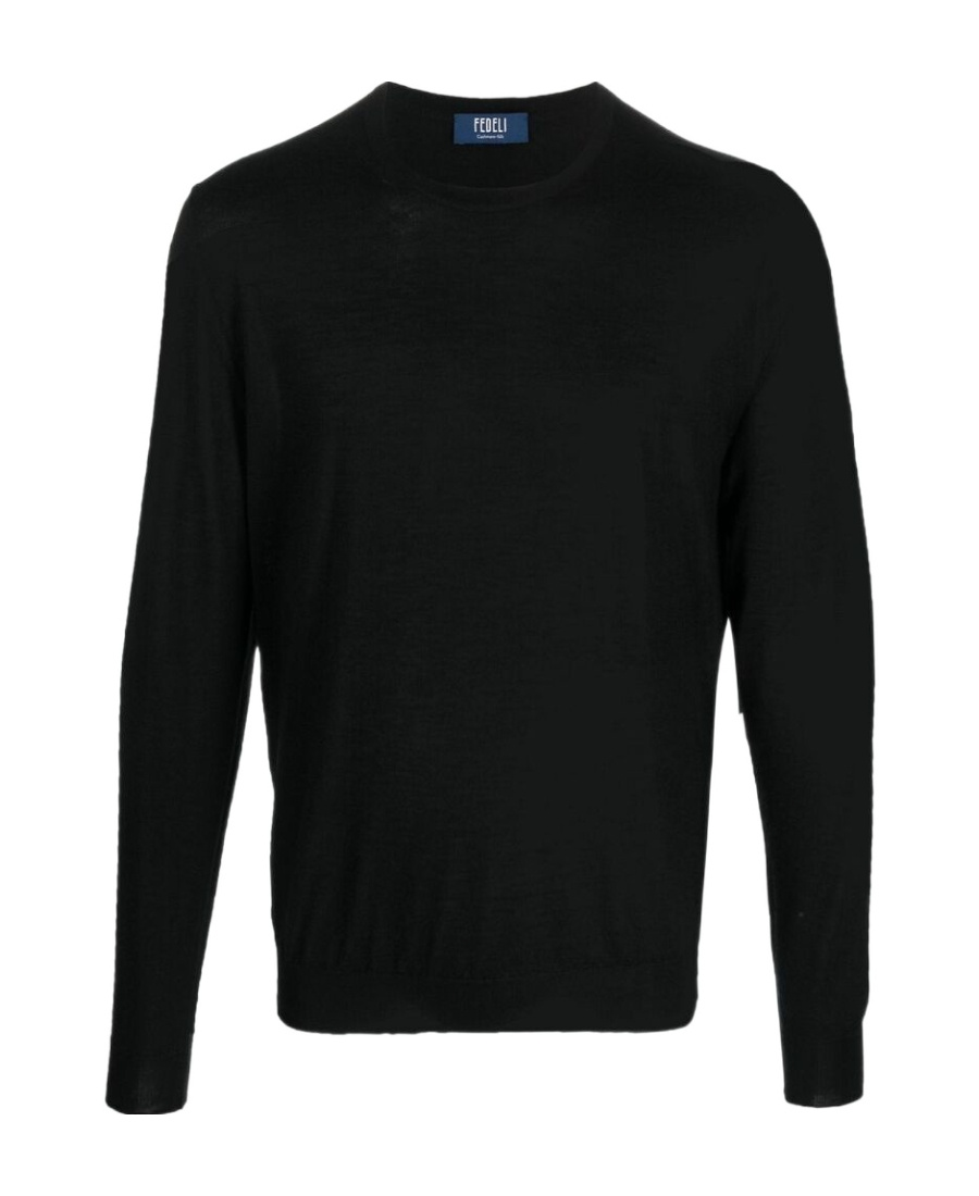 Fedeli Round Neck Long-sleeved Sweater In Black