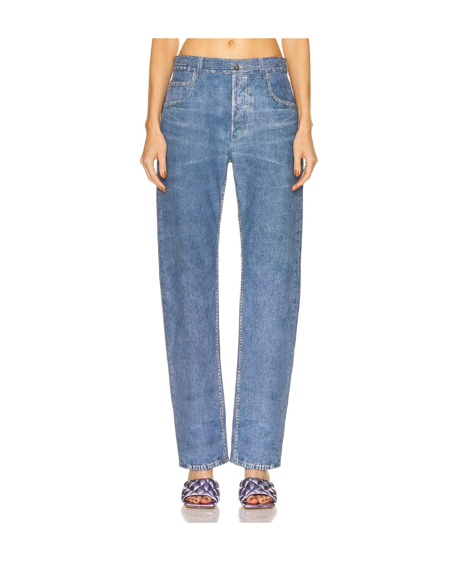 Bottega Veneta Logo Straight Jeans In Blue