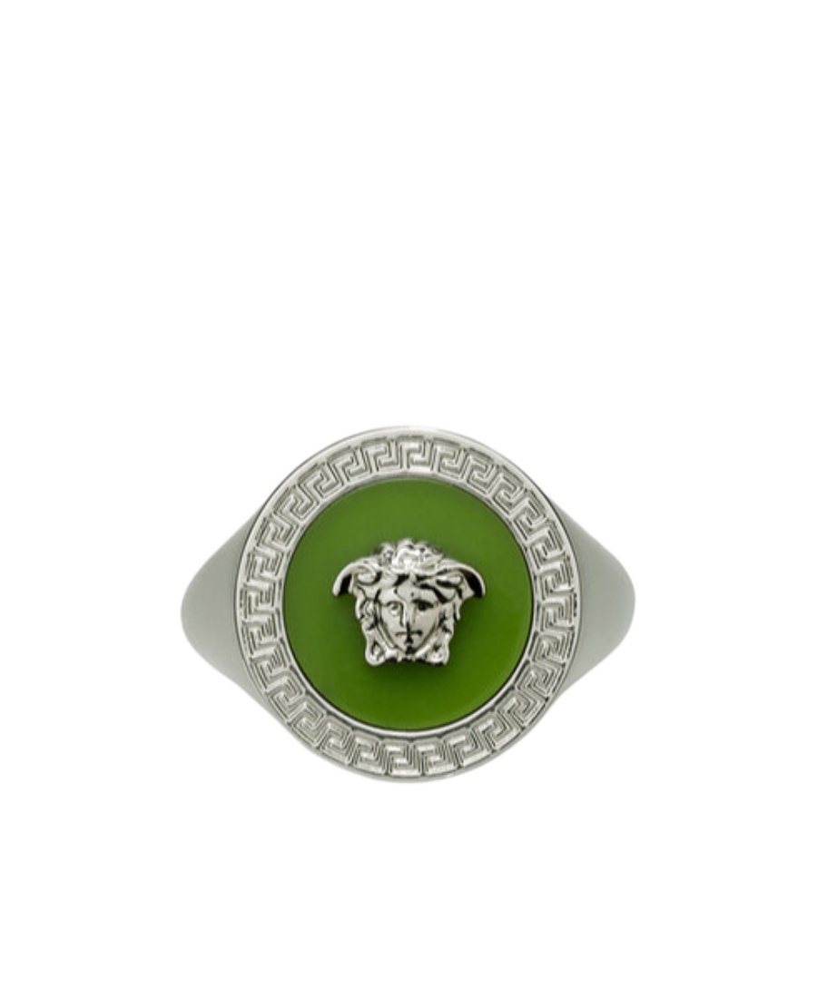 Versace Enamel Medusa Ring In Gray