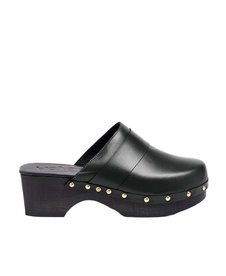 Aeyde Bibi Studded Leather Clog Mules In Black