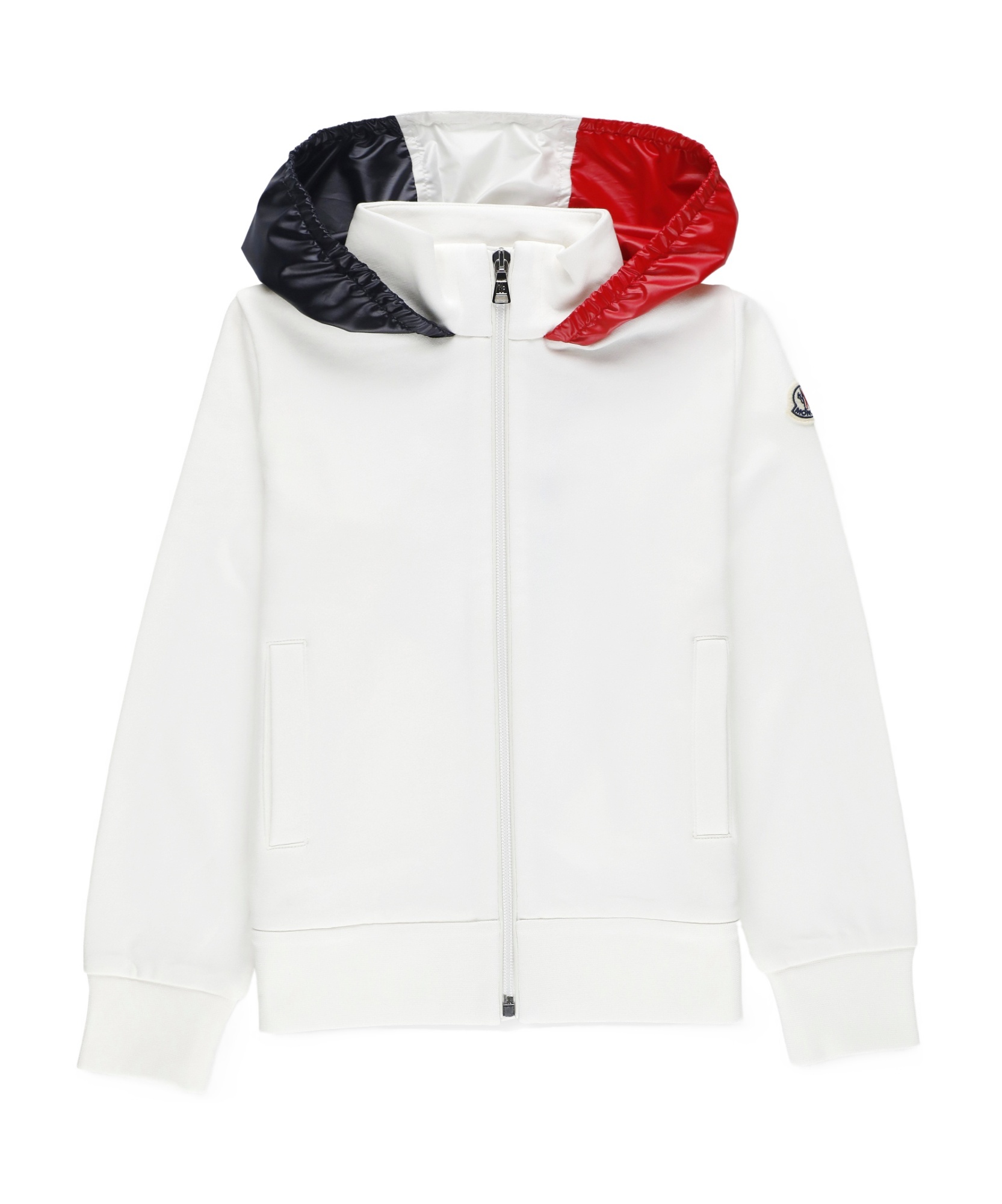 Moncler Enfant Logo Patch Zip-up Hoodie In White