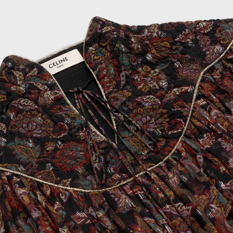 Celine Folk Dress In Silk Georgette