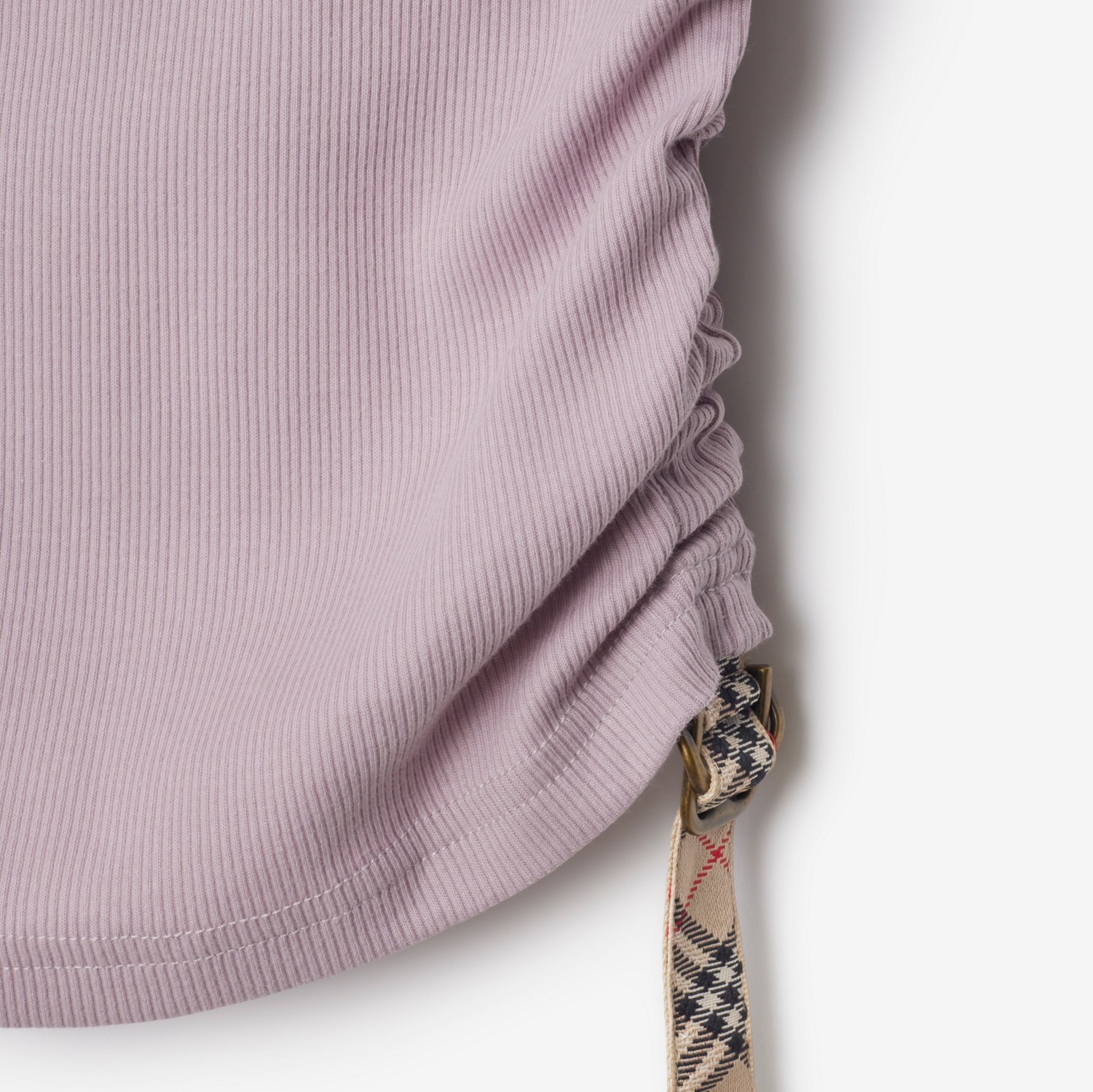 Burberry Ruched Drawstring Cotton Tank Top In Purple