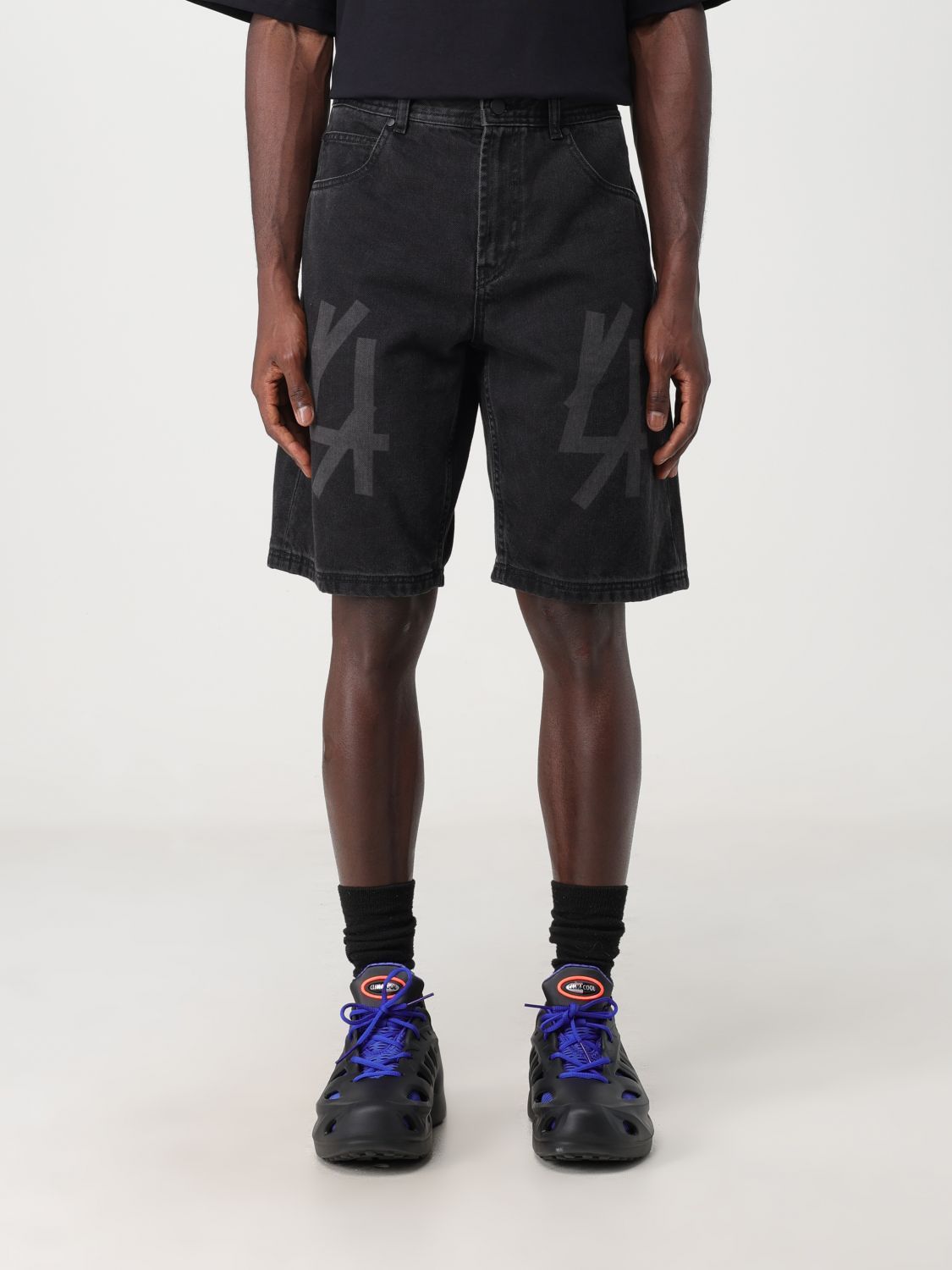 44 Label Group Logo-print Wide-leg Denim Shorts In Brown